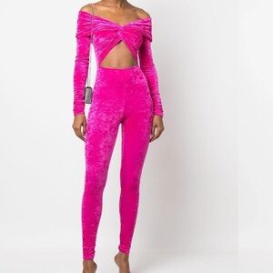 ANDAMANE KENDALL velvet Women's Pink Jumpsuit XS
